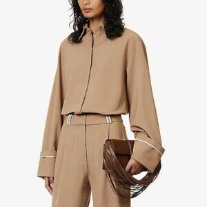 SIR Oversize Tailored Long Sleeve Button Down Wool Shirt Minimalist Office